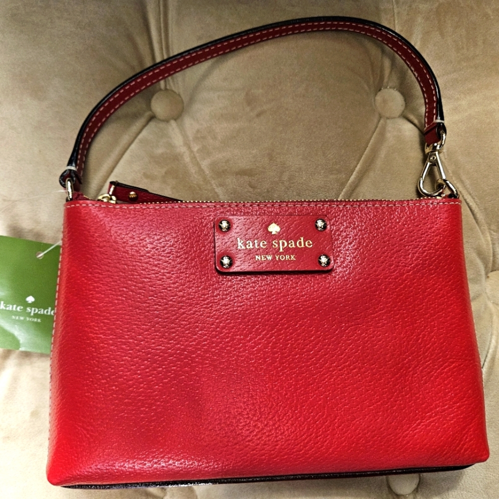 Kate Spade zipper purse with strap, red leather
